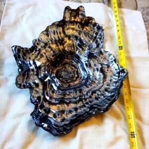 Nautical Oyster Shell Large Eco Friendly Recycled Glass Bowl made In Turkey